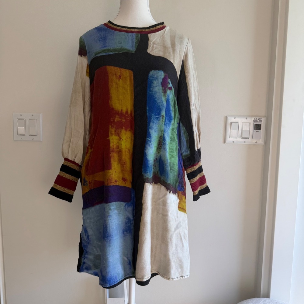 Hilary Radley Katherine Barclay Abstract Colorblock Shift Dress Mod Geometric S
